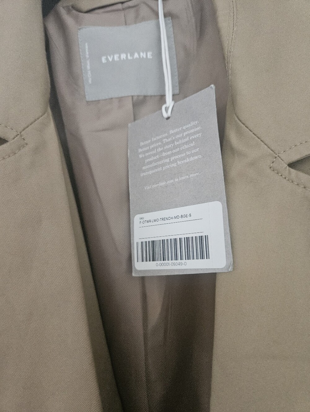 Nwt Everlane Women's Khaki Trench Coat - Picture 4 of 9